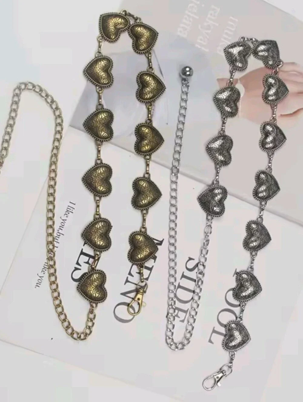Vintage Silver Heart Chain Waist Belt - Women Accessories